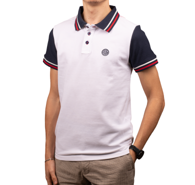 Men's white polo shirt