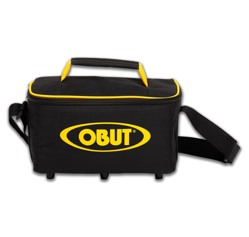 Black/yellow 3-boule reporter bag