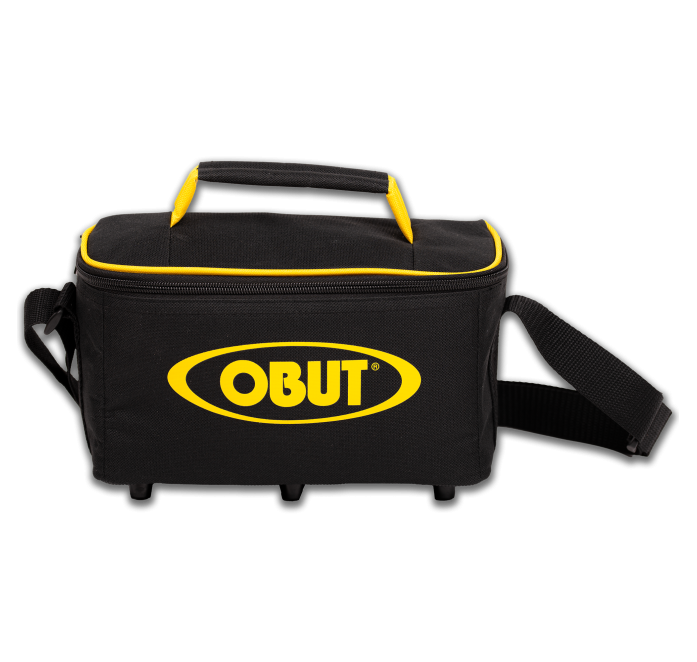 Black/yellow 3-boule reporter bag