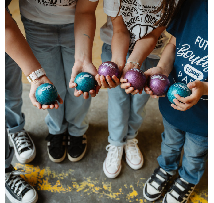 Bolas Obut Infantiles Interior Exterior – Violeta con Purpurina Bolas Obut Infantiles Interior Exterior – Violeta con Purpurina