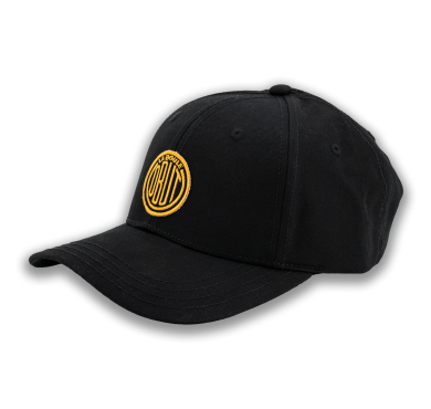 Casquette noire logo vintage moutarde