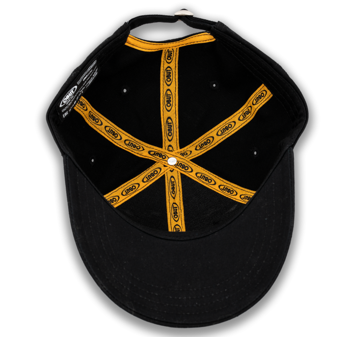 Schwarze Cap mit Vintage-Logo in Senfgelb