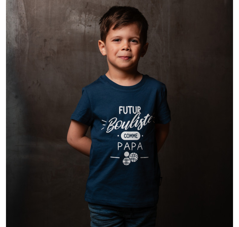 Blauw kinder-t-shirt voor de jeu-de-boulesspelers in spe