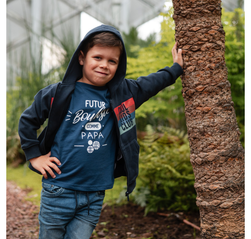Blauw kinder-t-shirt voor de jeu-de-boulesspelers in spe
