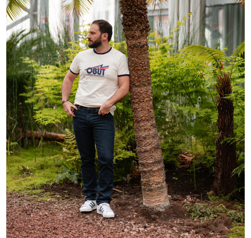 Vit t-tröja unisex med retrologga Vit t-tröja unisex med retrologga