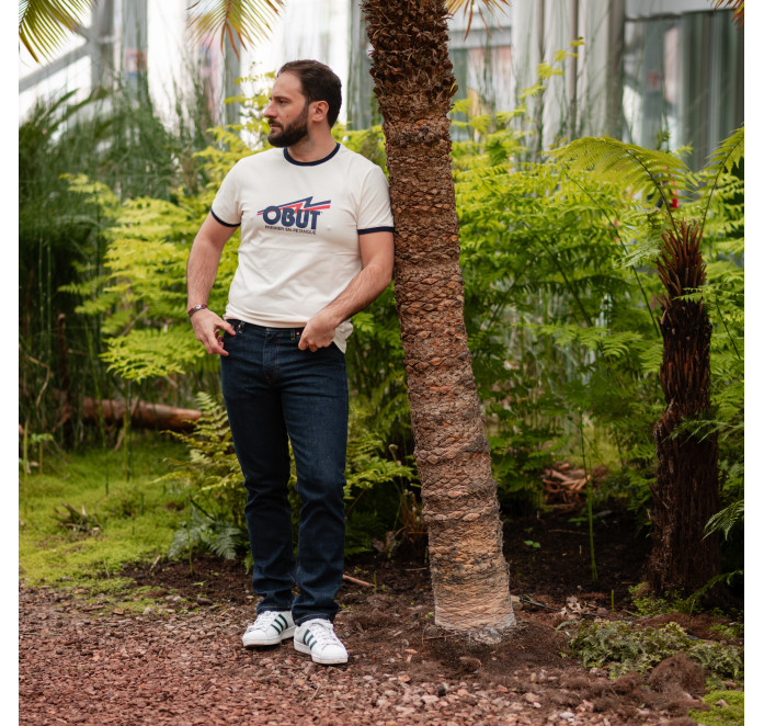 Weißes Unisex-T-Shirt mit Retro-Logo