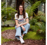 Weißes Unisex-T-Shirt mit Retro-Logo