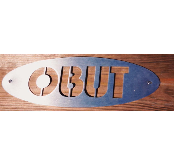 OBUT metalen plaatje met logo