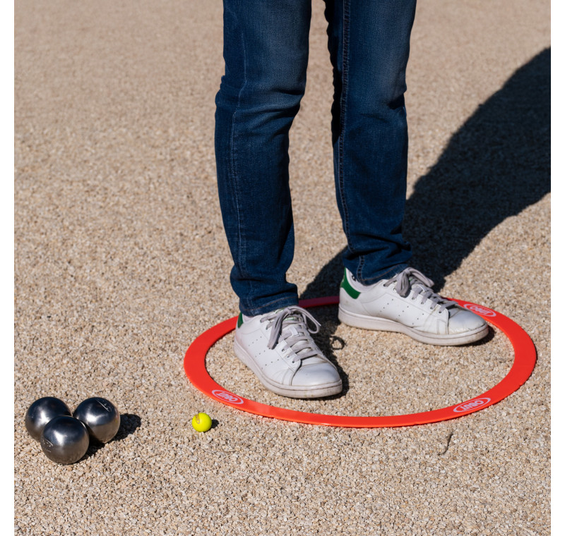 Styv pétanque-cirkel i korallfärg
