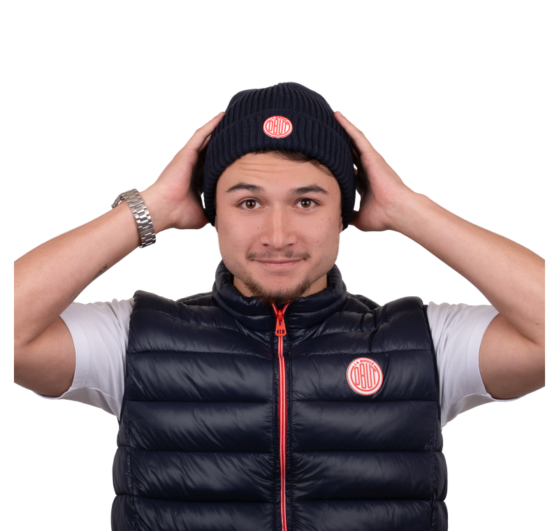 Blauwe muts met vintage Obut-logo