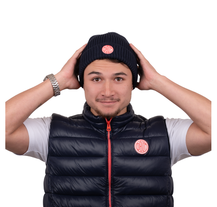 Blauwe muts met vintage Obut-logo