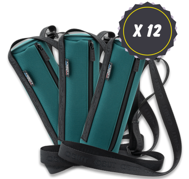 Set of 12 Eucalyptus Canvas Pétanque Pouches with Shoulder Strap