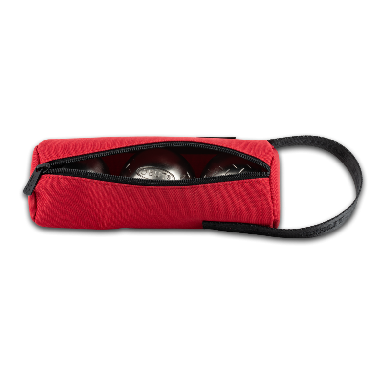 Set mit 12 Pétanque-Taschen aus Canvas in Kirschrot