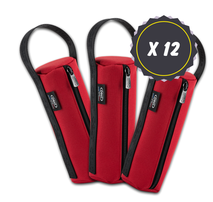 Set mit 12 Pétanque-Taschen aus Canvas in Kirschrot