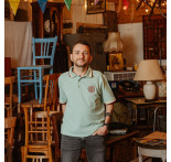 Men's white polo shirt