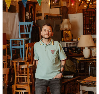 Grön pikétröja för herr...