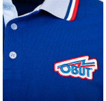 Men’s blue polo shirt with retro logo